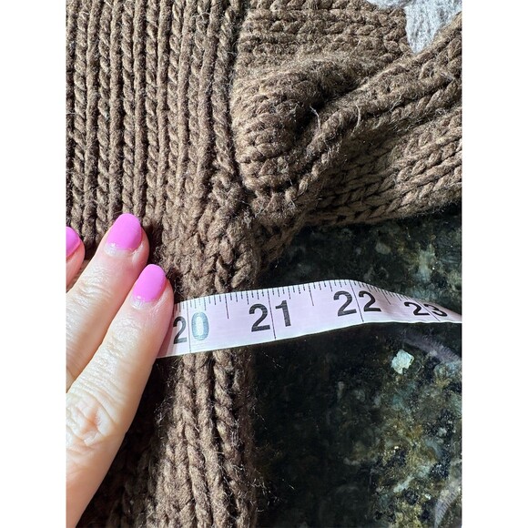 Luna Ivy Sweater Womens Size M Brown Chunky Knit Floral Applique Mock Neck - Picture 8 of 12